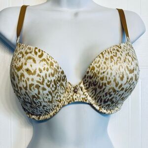 Victoria's‎ Secret Lined Demi Bra Cheetah Rhinestone Bling 34DD 34E